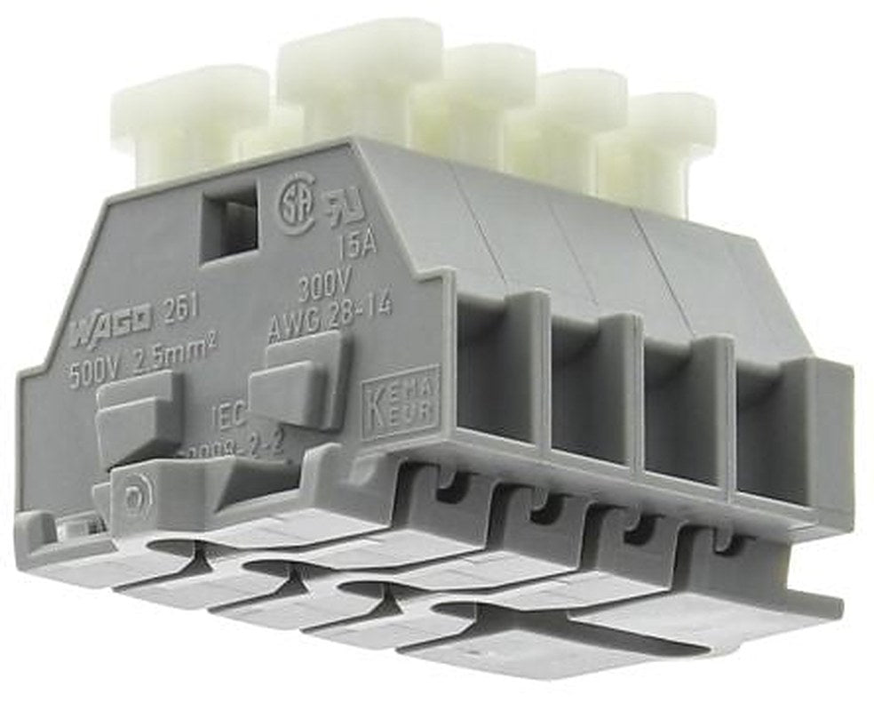 WAGO 50077016 261 Series Terminal Strip Grey, 2.5mm, 1-Level, Spring Terminal