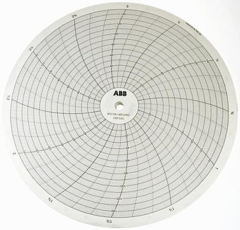 ABB 510 Rotary Chart Paper for use with ABB Rotary Chart Recorder 24 h 0 to 100 ° C