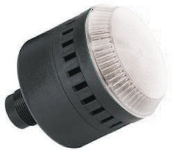 855PC Combos - Sounder with LED 22.5mm panel mount Adjustable volume on 45mm and 65mm to <85dB Selectable Continuous or Pulsing 65mm adds alternating frequency Light synchronized with Sound IP65 rating