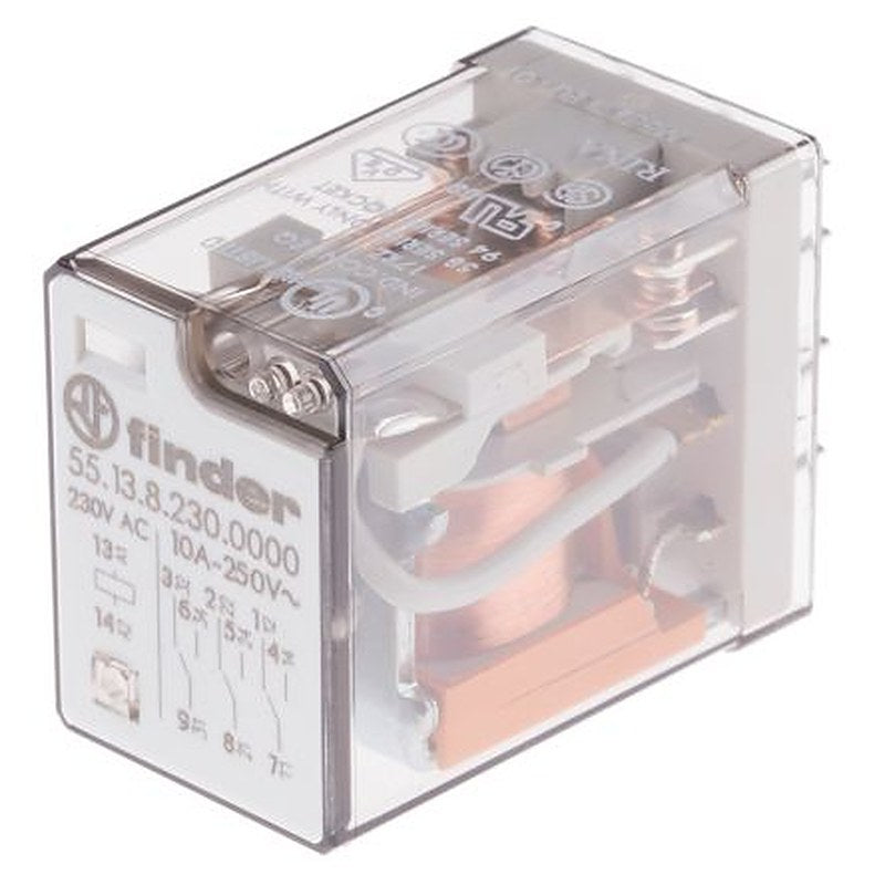 Finder PCB Power Relay, 230V ac Coil, 10A Switching Current, 3PDT
