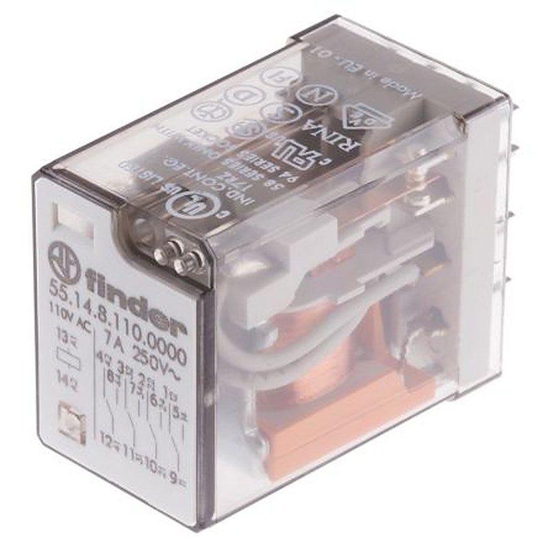 Finder PCB Power Relay, 110V ac Coil, 7A Switching Current, 4PDT