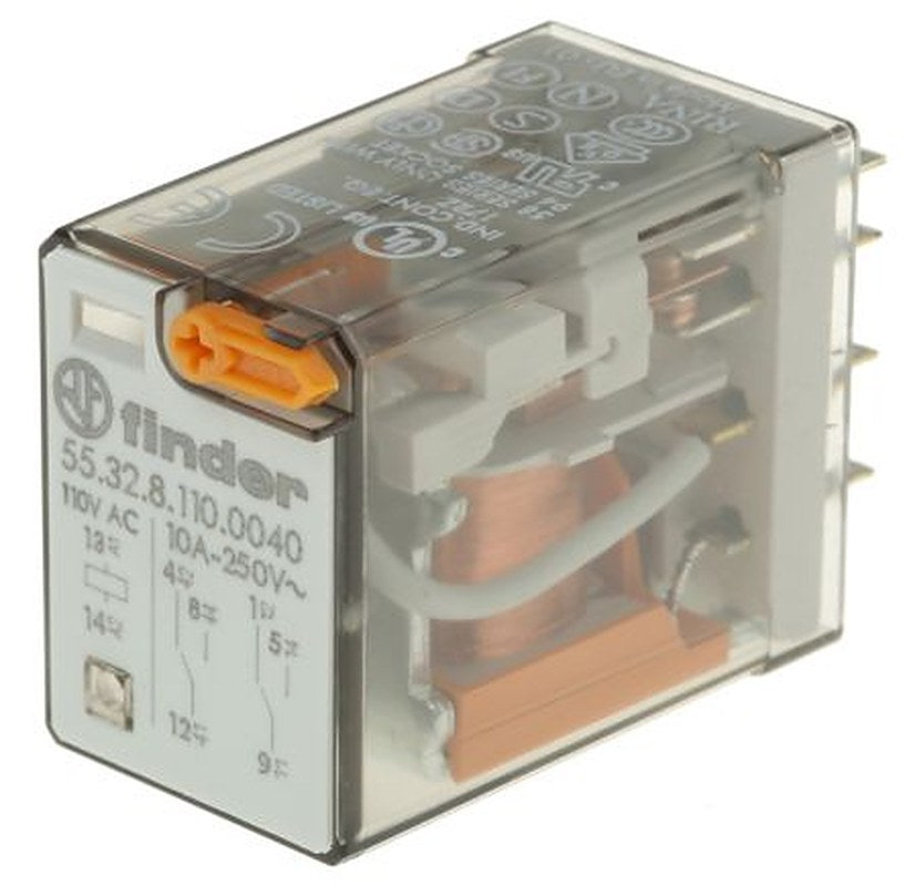 Finder Power Relay, 110V ac Coil, 10A Switching Current, DPDT