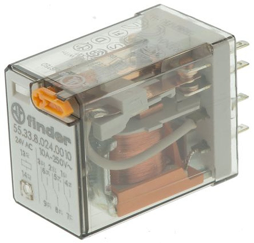 Finder PCB Power Relay, 24V ac Coil, 10A Switching Current, 3PDT