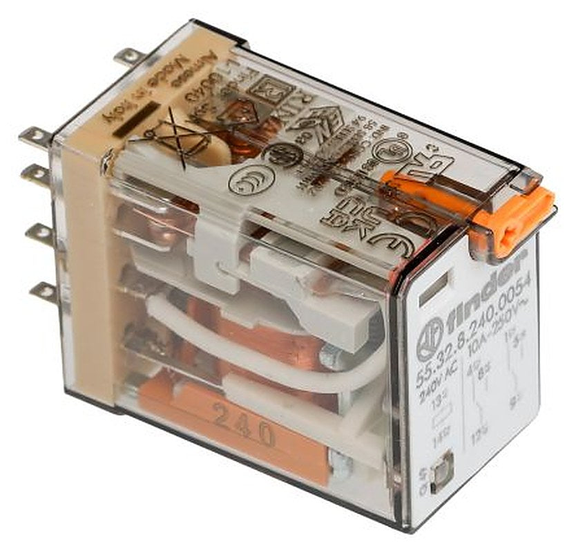 Finder Relay, 240V ac Coil, 10A Switching Current, DPST