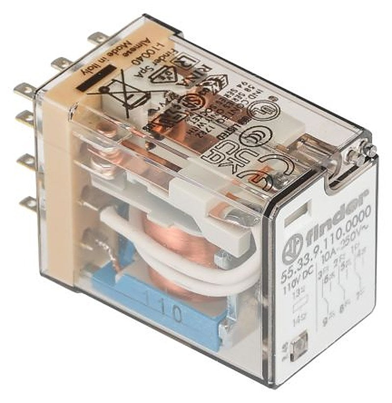 Finder Relay, 110V dc Coil, 10A Switching Current, 3PDT