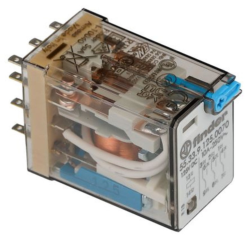 Finder Relay, 125V dc Coil, 10A Switching Current, 3PDT