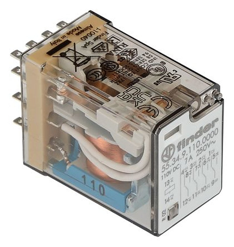Finder Relay, 110V dc Coil, 7A Switching Current, 4 CO
