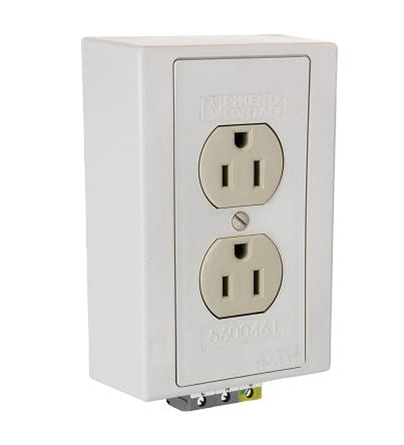 Phoenix Contact USA Mains Socket Ivory, 15A, DIN Rail Polyvinyl Chloride, 125V, Screw