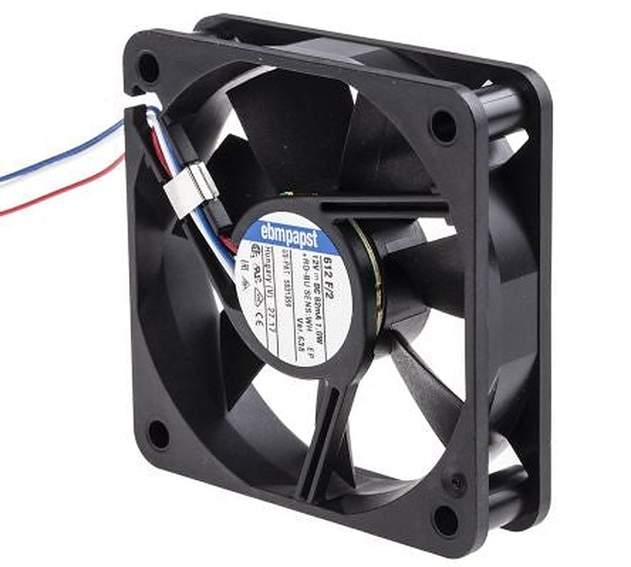 ebm-papst 600 F Series Axial Fan, 12V dc, 27 m³/h, 1 W 60 mm 60mm 15 mm