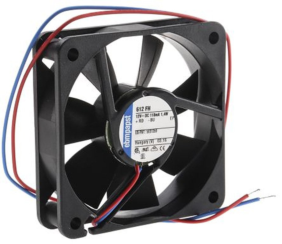 ebm-papst 600 F Series Axial Fan, 12V dc, 33 m³/h, 1.4 W, 117 mA Max 60 mm 15mm 15 mm