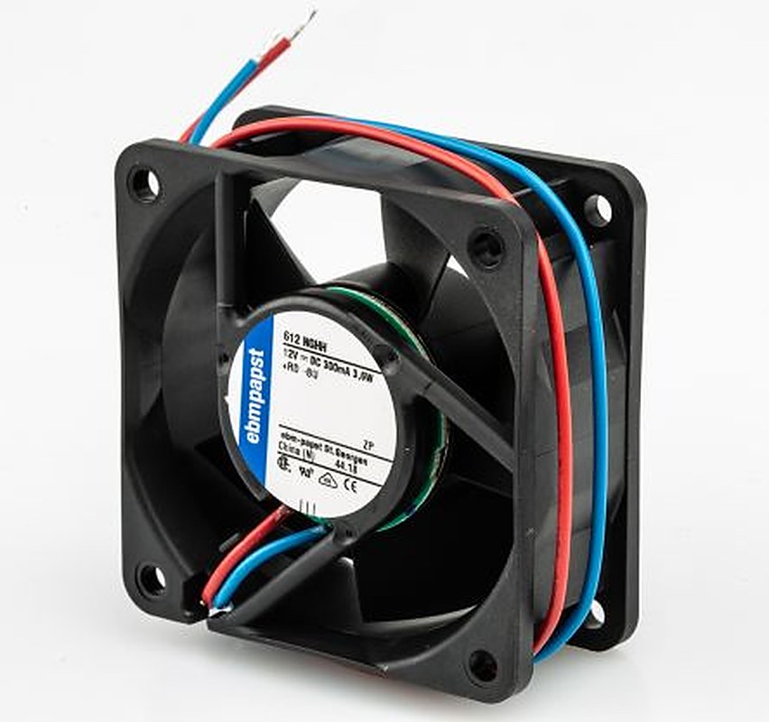 ebm-papst 600 N Series Axial Fan, 12V dc, 56 m³/h, 3.8 W, 317 mA Max 60 mm 25.4mm 25.4 mm