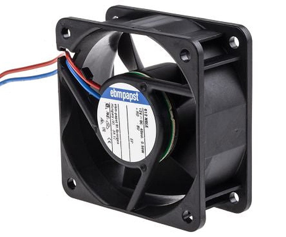 ebm-papst 600 N Series Axial Fan, 12V dc, 21 m³/h, 600 mW, 50 mA Max, IP20 60 mm 60mm 25 mm
