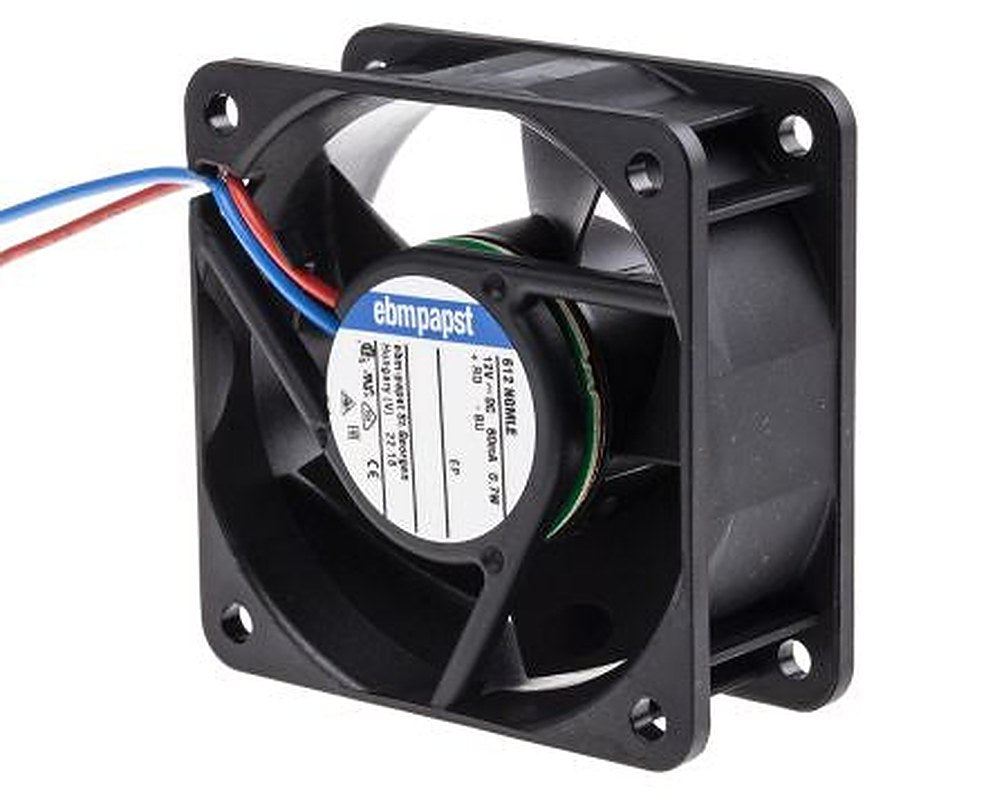 ebm-papst 600 N Series Axial Fan, 12V dc, 25 m³/h, 700 mW, 58 mA Max, IP68 60 mm 60mm 25 mm