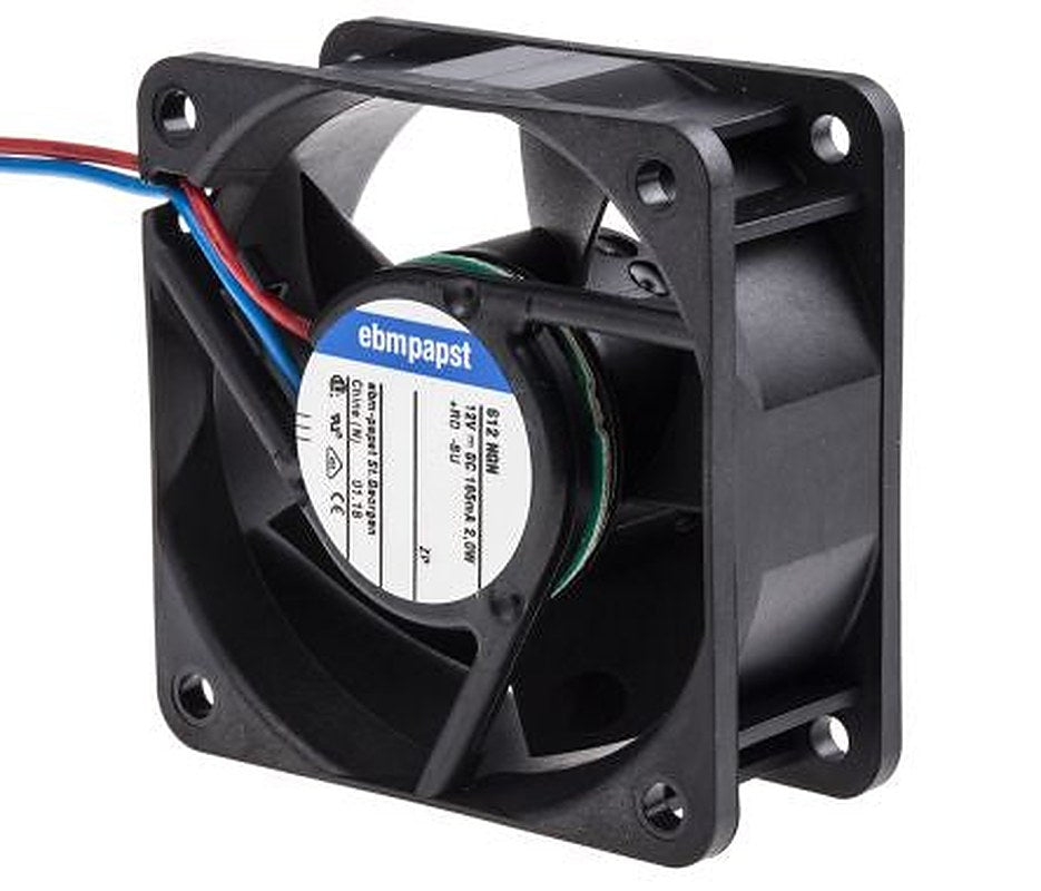 ebm-papst 600 N Series Axial Fan, 12V dc, 40 m³/h, 2 W, 165 mA Max 60 mm 25.4mm 25.4 mm