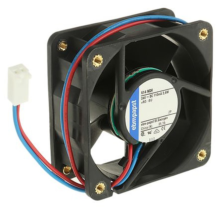 ebm-papst 600 N Series Axial Fan, 24V dc, 46 m³/h, 2.6 W, IP20 60 mm 25mm 25 mm
