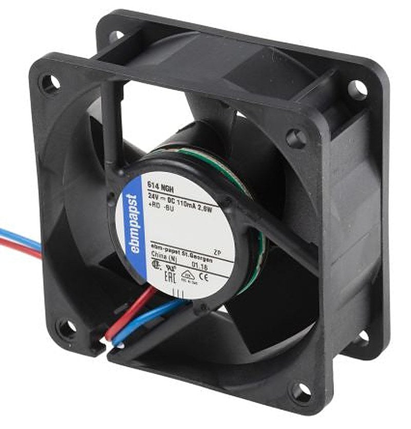 ebm-papst 600 N Series Axial Fan, 24V dc, 43 m³/h, 2.5 W 60 mm 60mm 25.4 mm