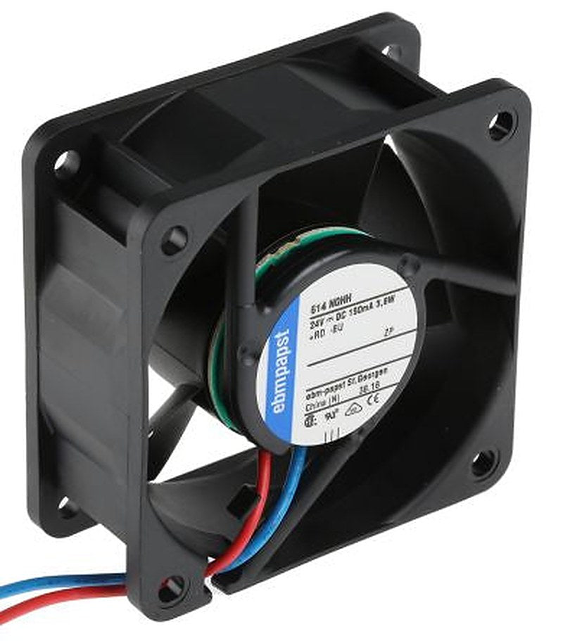 ebm-papst 600 N Series Axial Fan, 24V dc, 54 m³/h, 3.6 W, 150 mA Max 60 mm 25.4mm 25.4 mm