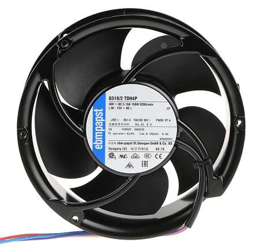ebm-papst 6300 TD - S-Force Series Axial Fan, 48V dc, 950 m³/h, 150 W, IP54 171.5 mm 171.5mm 51 mm