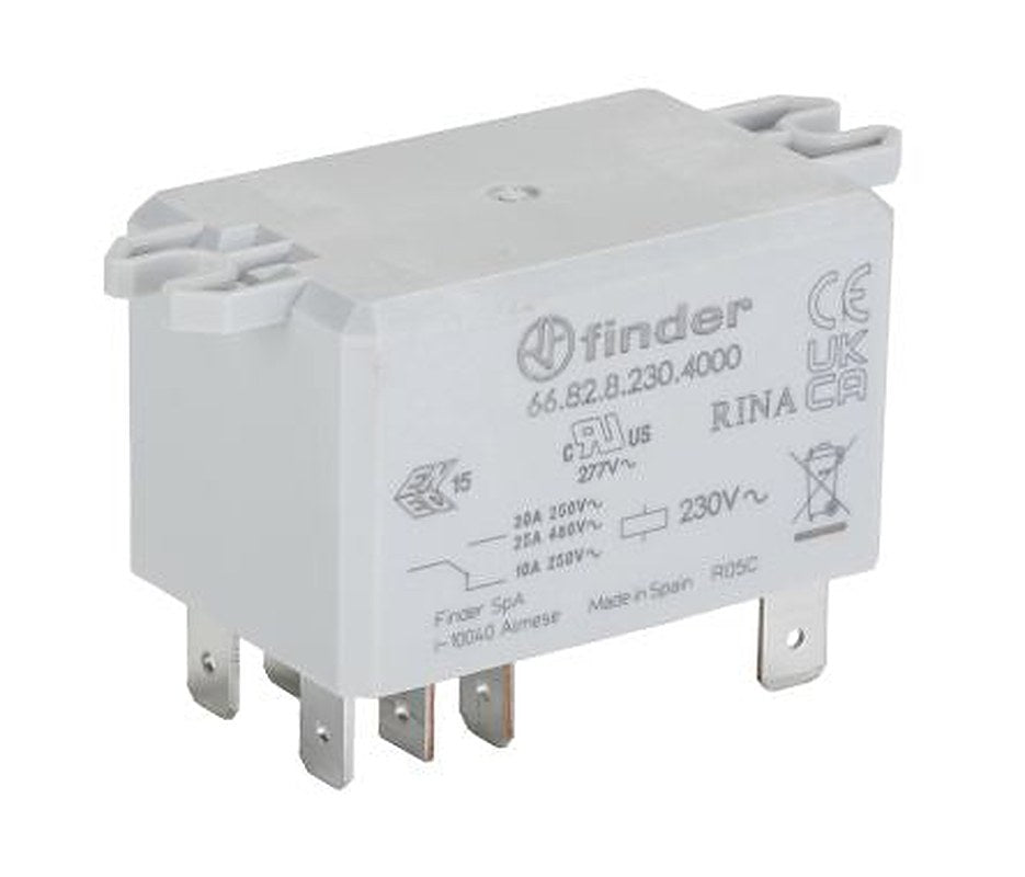 Finder Flange Power Relay, 230V Coil, 30A Switching Current, DPDT