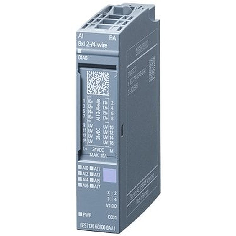 SIPLUS ET 200SP AI 8xI 2-/4-wire BA based on 6ES7134-6GF00-0AA1 with conformal coating, -40…+70 °C, analog input module, suitable for BU type A0, A1, color code CC01, module diagnostics, 16 bit
