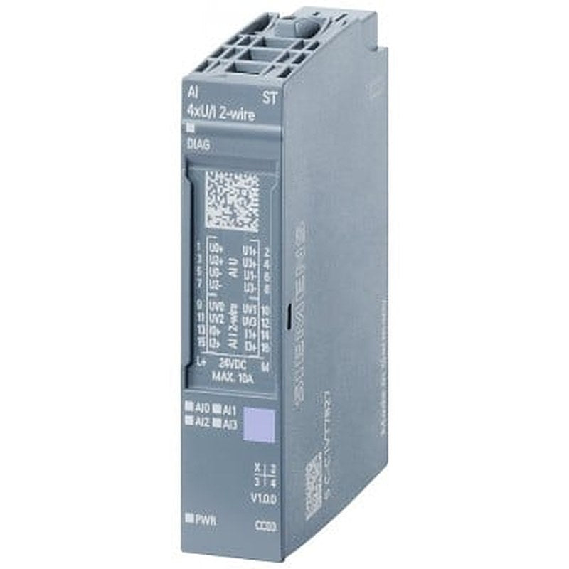 SIPLUS ET 200SP, Analog input module, AI 4XU/I 2-wire Standard, -40...+70°C start up -25°C with conformal coating based on 6ES7134-6HD00-0BA1 . suitable for BU type A0, A1, Color code CC03, Module diagnostics, 16 bit, +/-0.3%