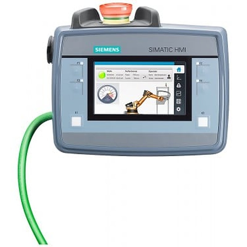 SIMATIC HMI KTP400F Mobile with integrated acknowledgement button, emergency switching-off switch, Touch and Key operation, 4" widescreen TFT display, PROFINET interface, configurable from WinCC Comfort V13 SP1 with HSP
