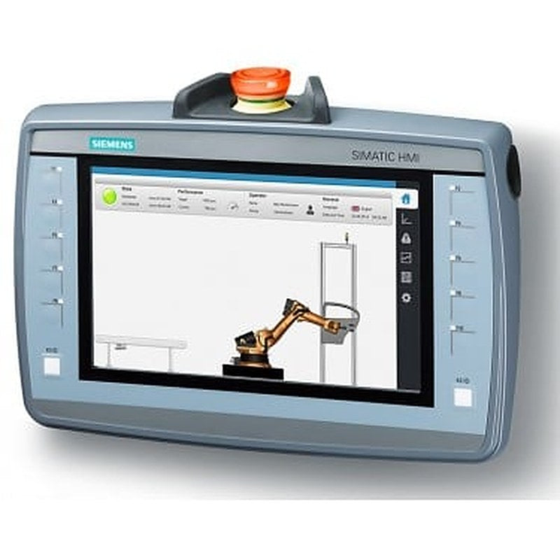 SIMATIC HMI KTP900F Mobile, 9.0" TFT display, 800x 480 pixel, 16m colors, key and touch operation, 10 function keys, 1x PROFINET/Industrial Ethernet interface, 1x multimedia card, 1x USB, Key-operated switch, acknowledgement button, 1 emergency stop/stop button configurable from WinCC Comfort V13 SP1