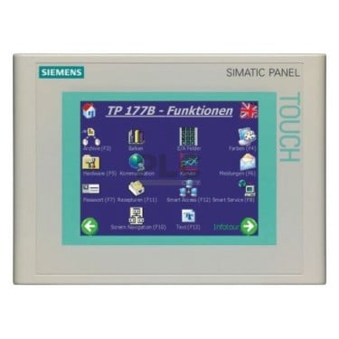 SIMATIC TP 177B 6" PN/DP STN 256 color display MPI/PROFIBUS DP protocol RS485/RS422/USB interface Ethernet 10/100 interface printer interface slot for MMC configurable with WinCC flexible 2005