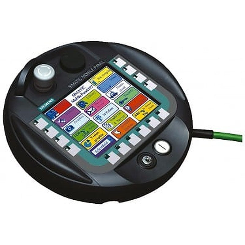 SIMATIC Mobile Panel 177 DP with integrated acknowledgment button, stop pushbutton, Handwheel, keyswitch and illuminated push-button, configurable with WinCC flexible Compact Version 2005 or higher or TIA Portal V11 to V14