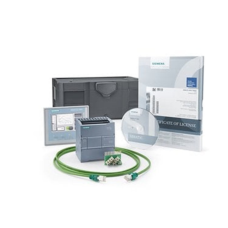 S7-1200+KTP400 Basic starter kit Consisting of: CPU 1212C AC/DC/relay, HMI KTP400 Basic, input simulator, STEP 7 Basic CD, manual CD, information material, SYSTAINER