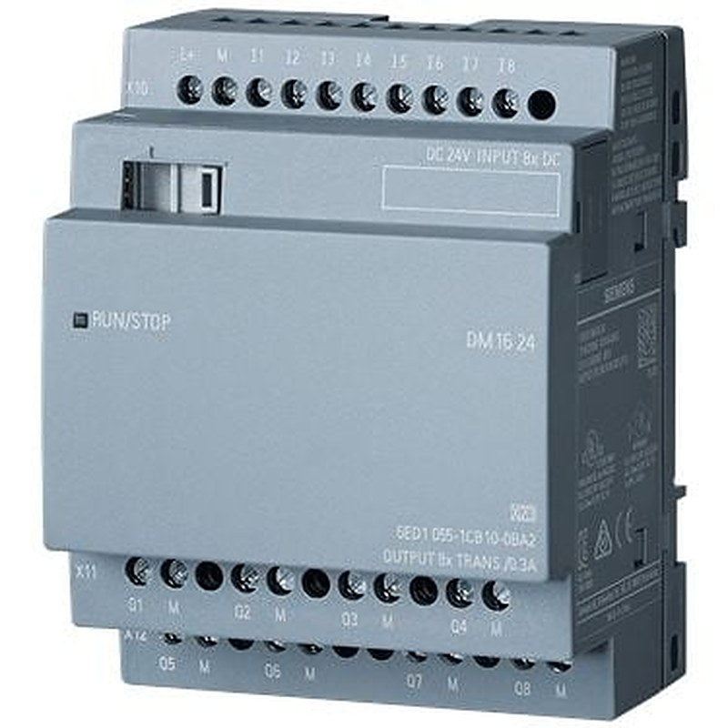 LOGO! DM16 24 expansion module, PS/I/O: 24 V DC/24 V DC/trans., 8 DI/8 DO, 4 MW for LOGO! 8