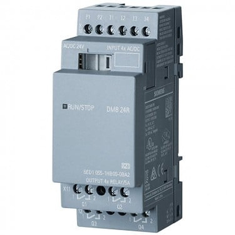 LOGO! DM8 24R expansion module, PS/I/O: 24V/24V/relay, 2 MW 4 DI/4 DO, AC/DC/NPN input for LOGO! 8