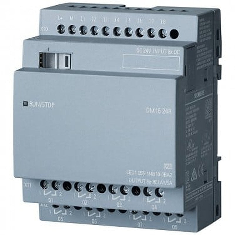 LOGO! DM16 24R expansion module, PS/I/O: 24 V DC/24 V DC/relay, 8 DI/8 DO, 4 MW for LOGO! 8