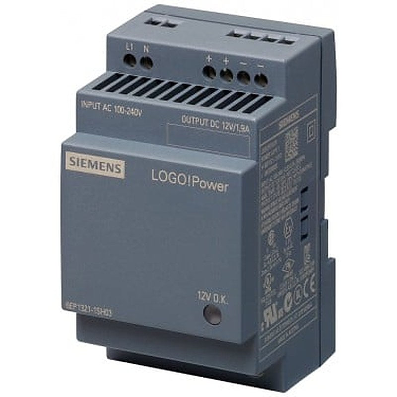 LOGO!Power 12 V/1.9 A stabilized power supply input: 100-240 V AC 110-300 V DC output: 12 V/1.9 A;