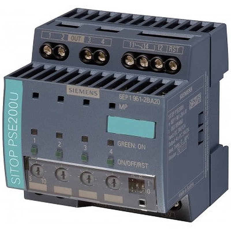 SITOP PSE200U 10 A Selectivity module 4-channel input: 24 V DC/40 A output: 24 V DC/4x 10 A Level adjustable 3-10 A with common signaling contact *Ex approval no longer available*