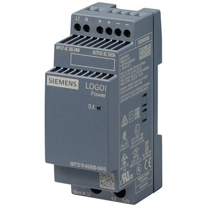 LOGO!Power 5 V / 3 A stabilized power supply input: 100-240 V AC output: 5 V DC / 3 A *Ex approval no longer available*