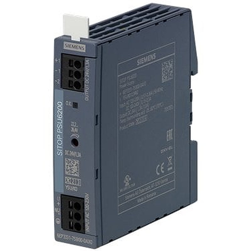 SITOP PSU6200 24 V/1.3 A Stabilized power supply Input: 120 - 230 V AC, (120 - 240 V DC) Output: 24 V DC/1.3 A