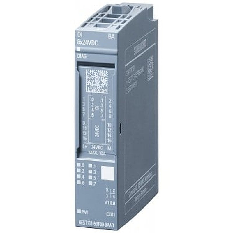SIMATIC ET 200SP, digital input module, DI 8x 24 V DC Basic, packing quantity: 1 unit, suitable for BU type A0, color code CC01, module diagnostics