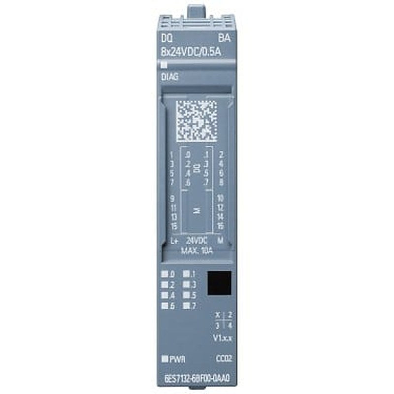 SIMATIC ET 200SP, digital output module, DQ 8x 24VDC/0.5A Standard, Pack quantity: 10 units, suitable for BU type A0, Color code CC02, Module diagnostics