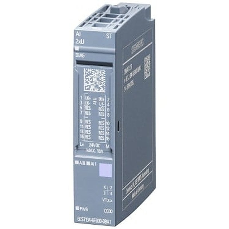 SIMATIC ET 200SP, Analog input module, AI 2xU Standard Pack quantity: 1 unit, suitable for BU type A0, A1, Color code CC00, Module diagnostics, 16 bit