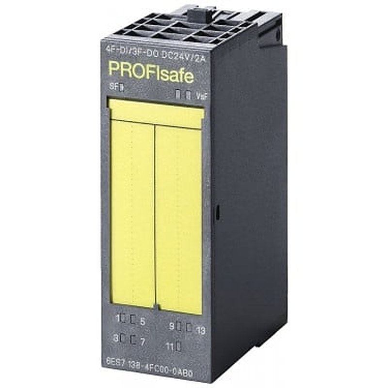 SIMATIC DP, Electronics module f. ET200S, 4 F-DI/3 F-DO 24 V DC/2A PROFIsafe, 30 mm overall width up to Category 3 (EN 954-1)/ SIL2 (IEC61508)/PLD (ISO13849), can also be used in PROFINET configuration with IM 151-3 HF