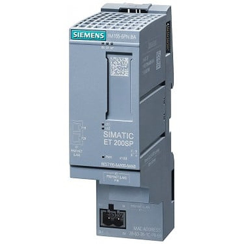 SIMATIC ET 200SP, PROFINET interface module IM 155-6PN Basic, Max. 12 I/O modules, 2x integrated RJ45 sockets incl. server module