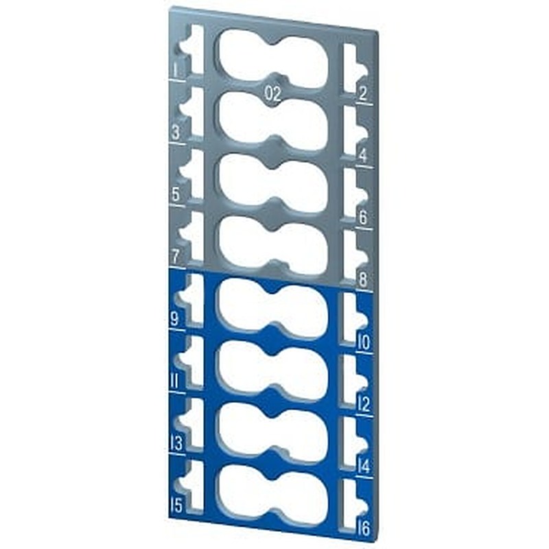 SIMATIC ET 200SP, 10 color-coded labels Color code CC02, for I/O modules, module-specific, for 16 push-in terminals