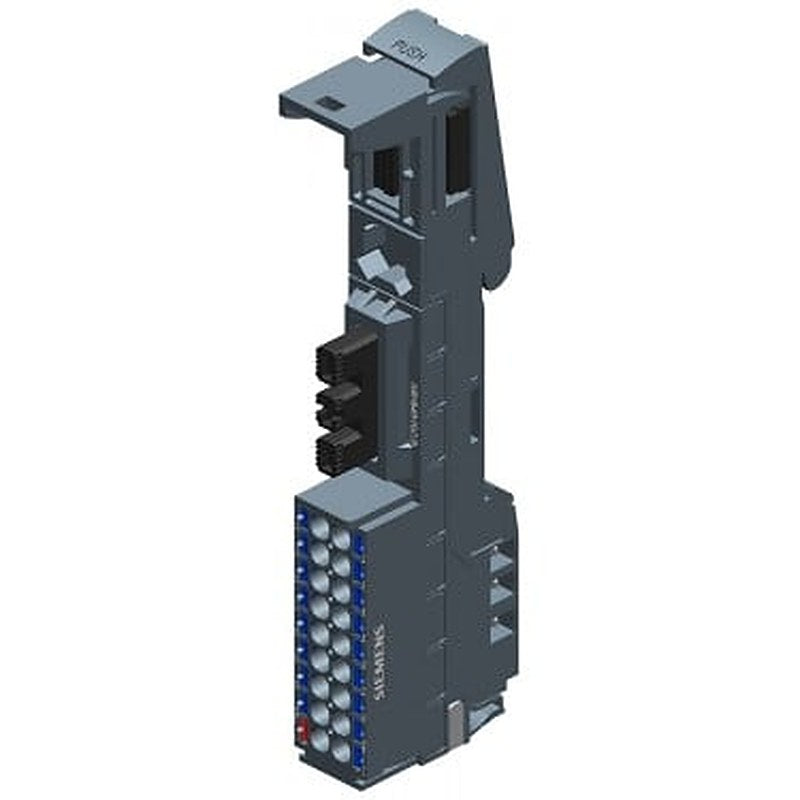 SIMATIC ET 200SP, Potential distributor module, PotDis-BaseUnit PotDis-BU Typ P2, dark-colored, 1 x P1-potential, 17 x P2-potential, Push-In terminals. P1-, P2- and AUX-rail bridged to left BU, Packaging Unit: 1 Piece, WxH: 15mm x 117mm