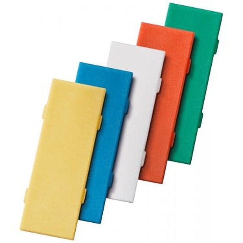 SIMATIC DP, Module labeling plates for ET 200 PRO for color coding of the connection modules IO; Pack with 100 labels 20x 7 each in the colors red, green, blue, white, yellow