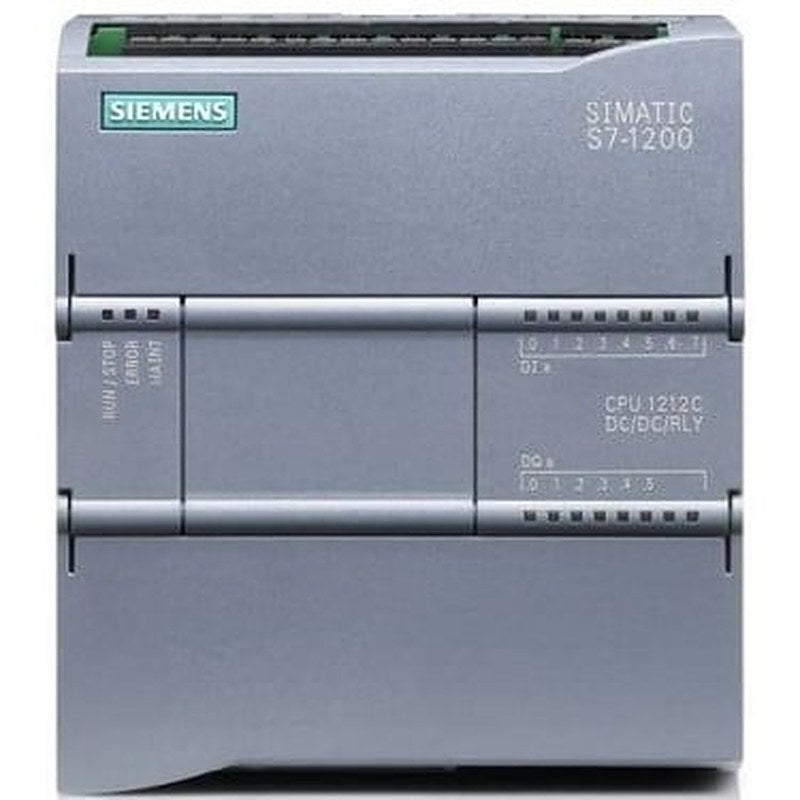 SIMATIC S7-1200, CPU 1212C, compact CPU, DC/DC/relay, onboard I/O: 8 DI 24 V DC; 6 DO relay 2 A; 2 AI 0-10 V DC, Power supply: DC 20.4-28.8V DC, Program/data memory 75 KB