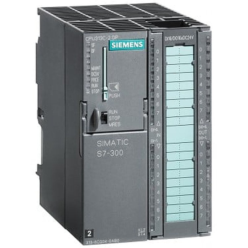 SIMATIC S7-300, CPU 313C-2 DP Compact CPU with MPI, 16 DI/16 DO, 3 high-speed counters (30 kHz), integrated DP interface, Integr. power supply 24 V DC, work memory 128 KB, Front connector (1x 40-pole) and Micro Memory Card required