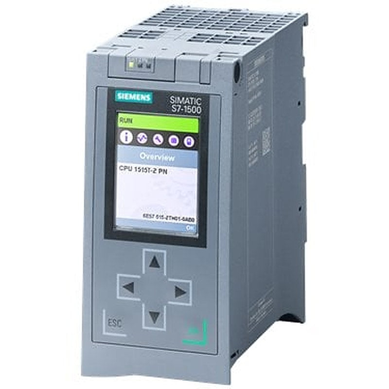 SIMATIC S7-1500T, CPU 1515T-2 PN, Central processing unit with work memory 750 KB for program and 3 MB for data, 1st interface: PROFINET IRT with 2-port switch, 2nd interface, Ethernet, 30 ns bit performance, SIMATIC Memory Card required