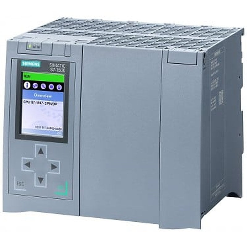 SIMATIC S7-1500, CPU 1517-3 PN/DP, Central processing unit with work memory 2 MB for Program and 8 MB for data, 1st interface: PROFINET IRT with 2-port switch, 2nd interface: PROFINET RT, 3rd interface: PROFIBUS, 2 ns bit performance, SIMATIC Memory Card required