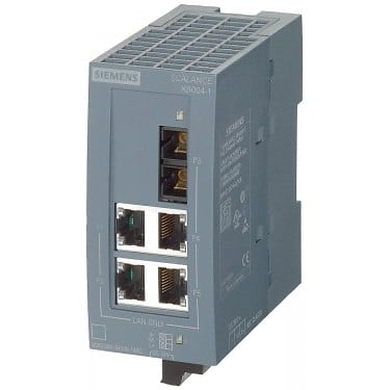 SCALANCE XB004-1LD unmanaged Industrial Ethernet Switch for 10/100 Mbit/s; for setting up small star and line topologies; LED diagnostics, IP20, 24 V AC/DC power supply, with 4x 10/100 Mbit/s twisted pair ports with RJ45 sockets; 1 x 100 Mbit/s single-mode glass fiber-optic cable port with SC socket; manual available as a download .